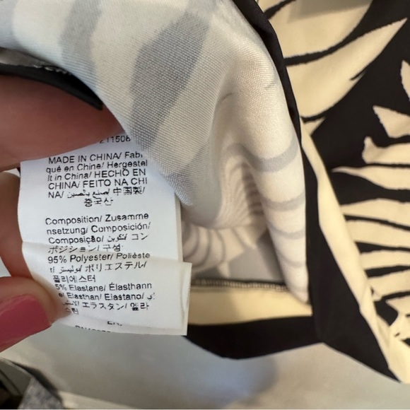 Women's Black and Cream Tropical Halter Mini Cutout Dress - Picture 8 of 8